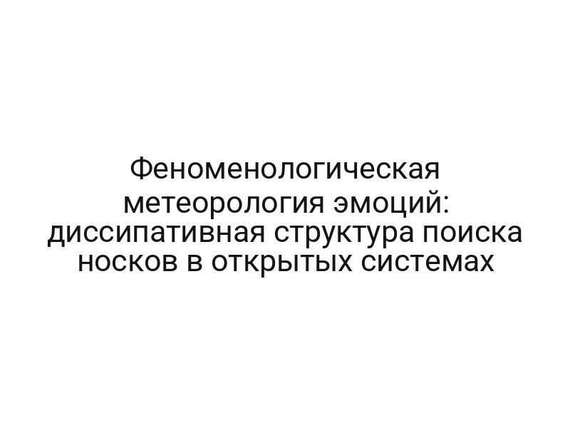 Феноменологическая метеорология эмоций: диссипативная структура поиска носков в открытых системах